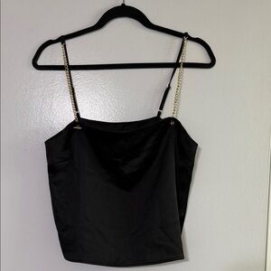 Forever 21 Black Camisole with Gold Chain Straps